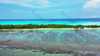 热带旅游拍摄夏天白色天堂沙子海滩阿卡绿松石水背景色彩斑斓的